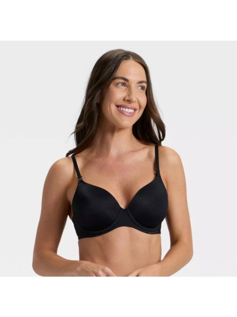 Auden Women's Smooth Lightly Lined Full Coverage Nursing Bra Black 36DD